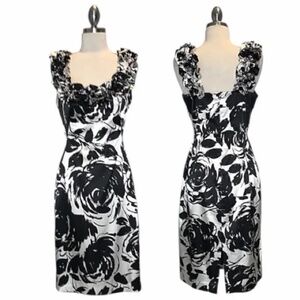 White House Black Market Black and White Floral Mini Dress